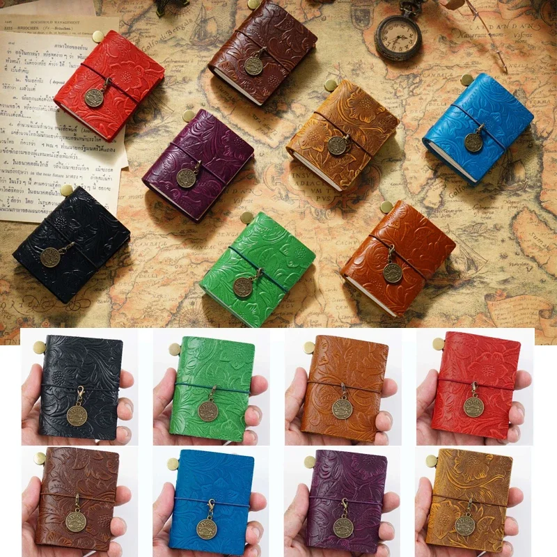 

Mini Notebook 128 Pages Retro Notebook Cowhide Pocket Diary Notebook Handmade Blank Diary