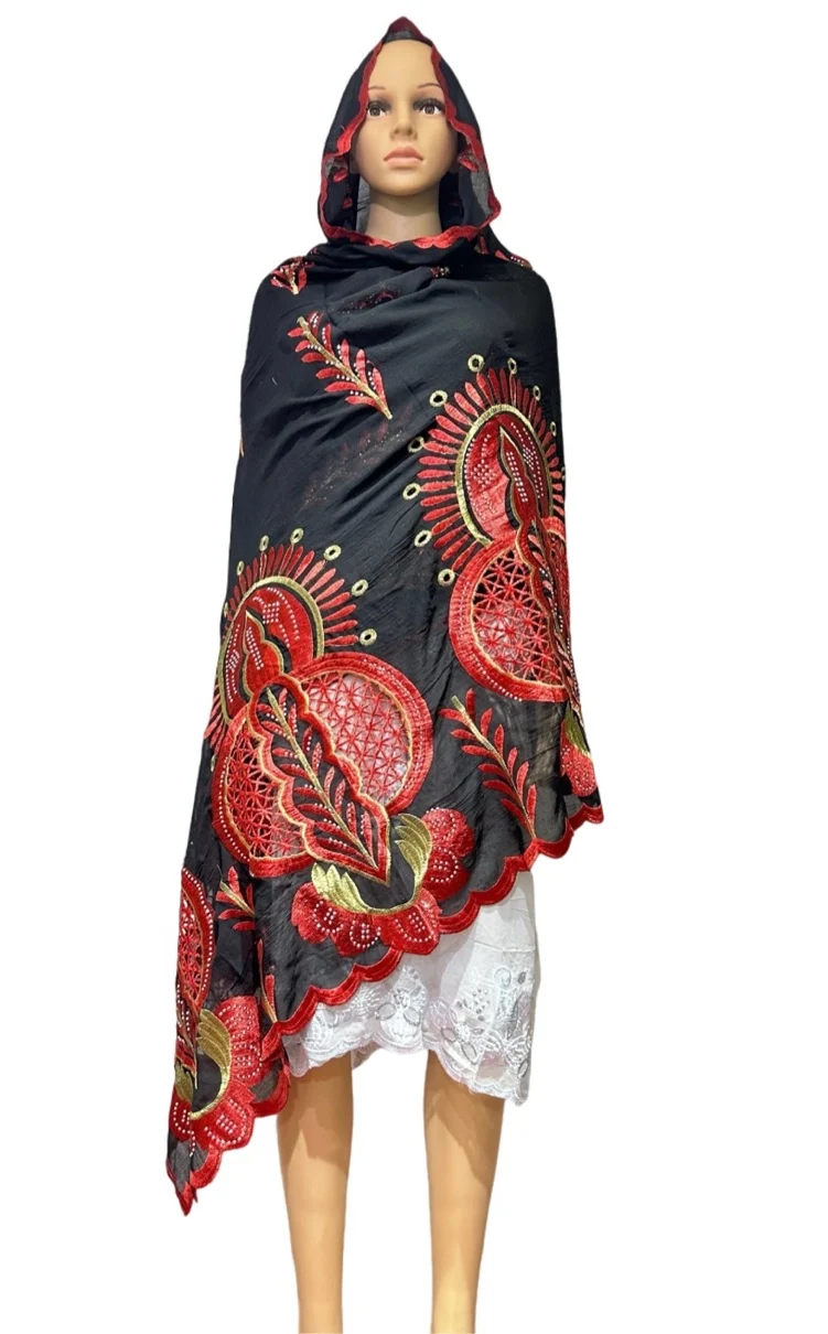 2024 Muslim Ramadan Hijab oversize 2.4m  big big size scarf Hijabs For Woman African Islam Dubai Cotton Embroider Scarf Shawl