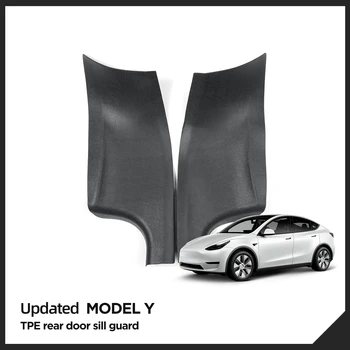 for Tesla Model Y 2021-2024 Rear Door Sill Guards Door Welcome Pedal Threshold Anti-Dirty Pad TPE Accessories 1
