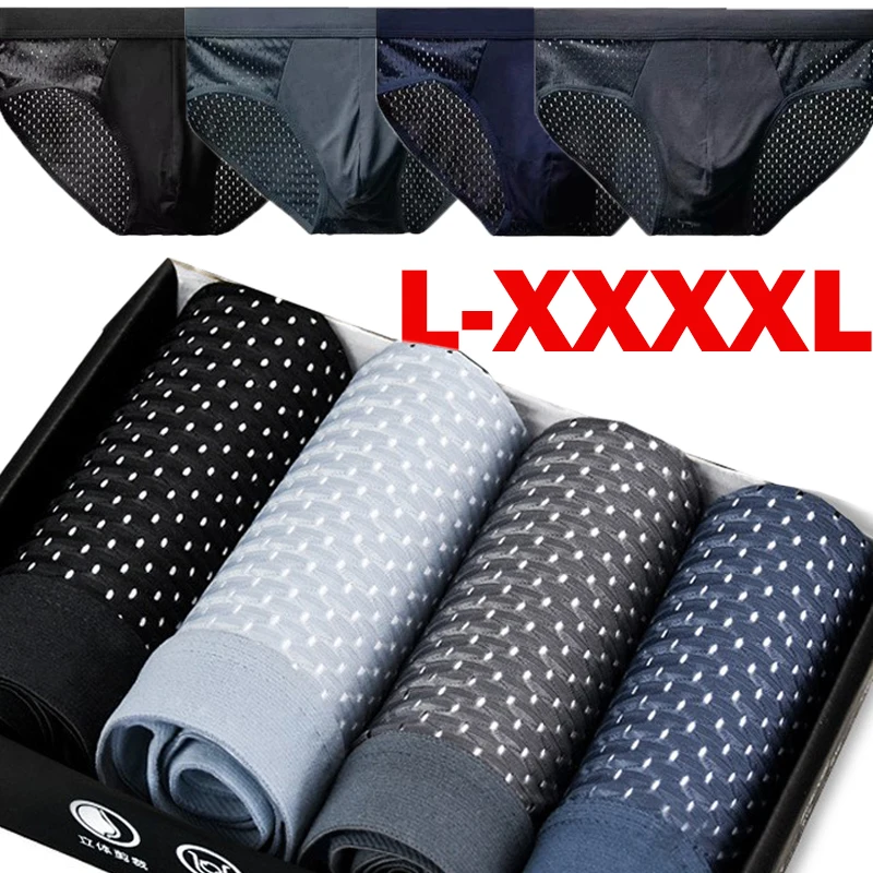 Men Plus Size Mesh Ultra Thin Low Waist Mesh Male Underwear Comfortable