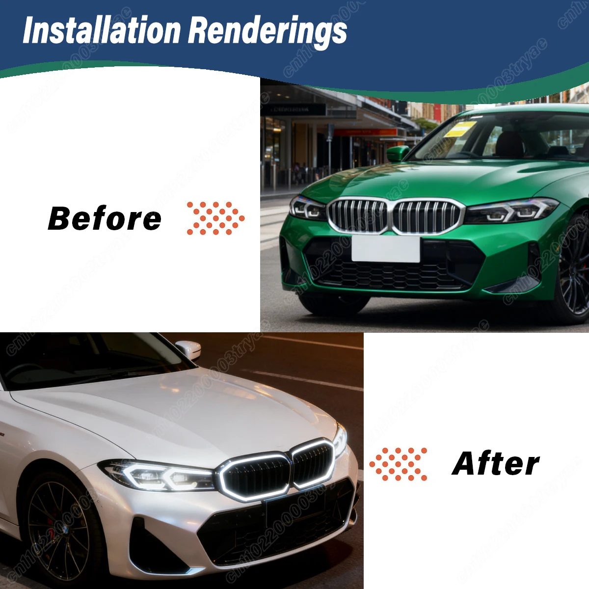 BMW 3 시리즈 G20 2023 2024 2025 차량용 프론트 범퍼 싱글 라인 스타일 조명 라디에이터 커버 레이싱 에어 인테이크 그릴 키트