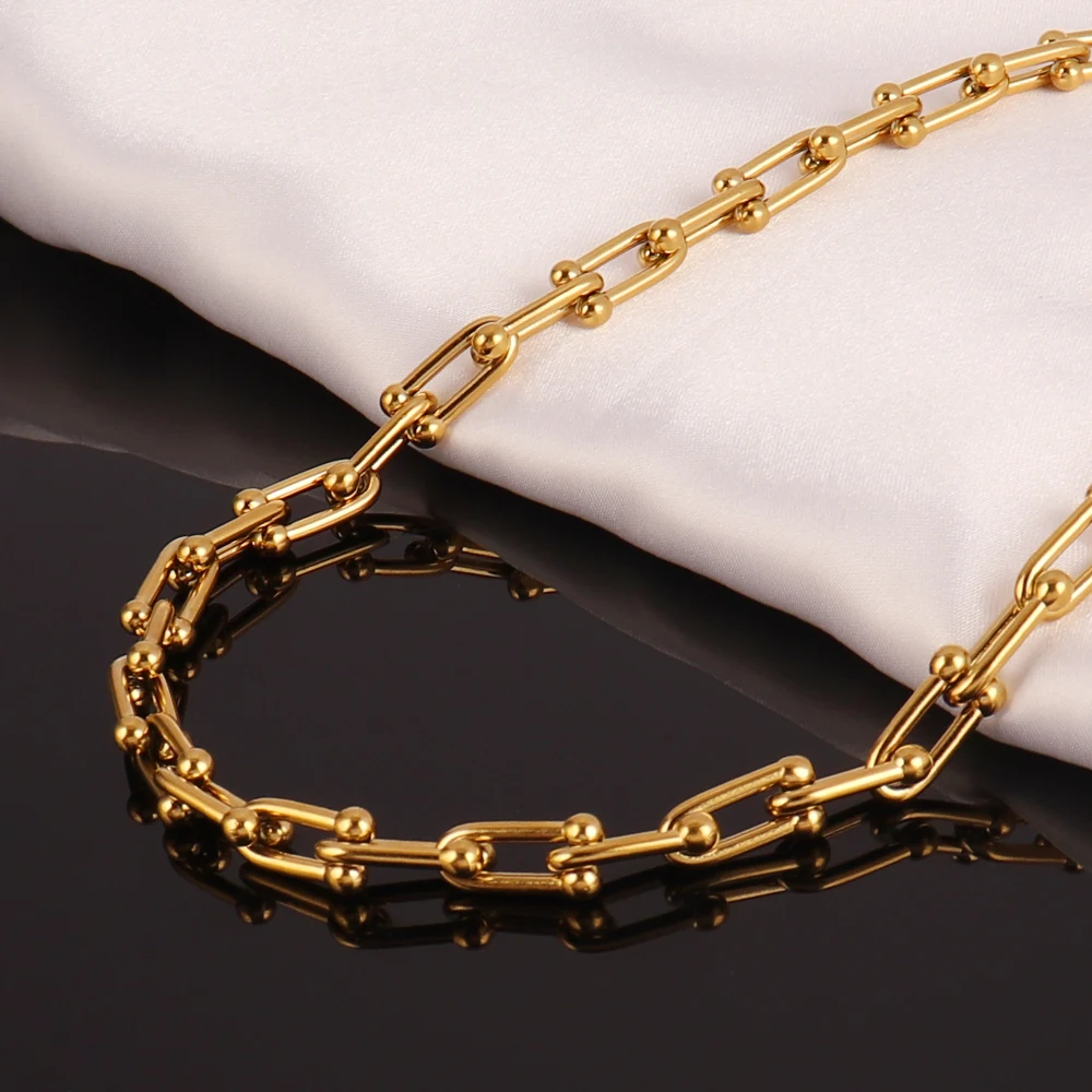 316L Stainless Steel Necklace Gold Color Thick Clavicle Chain Choker Necklaces for Women Necklace Party Boho Jewelry Collar Gift
