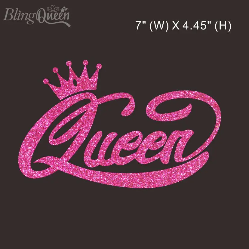 

BlingQueen-Heat Transfer Glitter Vinyl Patches, Iron on Transfers, Queen Design for Clothes, Brand Logo Motifs, 12 PCs/Lot