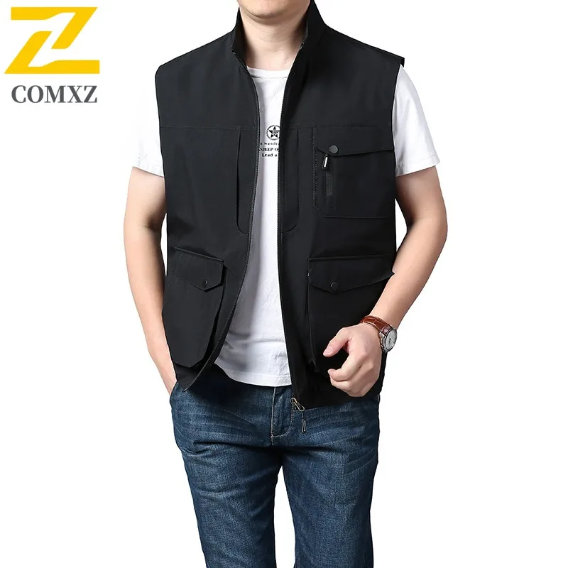 Men's Outdoor Multi-Pocket Work Vest Fishing Photography Tactical Sleeveless Jacket Lightweight Breathable Casual Spring Autumn