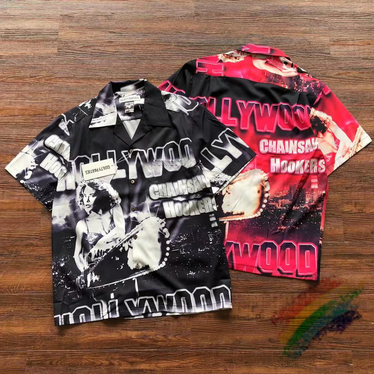 

Film Character Printing Hawaiian Beach Wacko Maria Shirts Men Women Streetwear White Black Blue Lapel Shirt With Tag