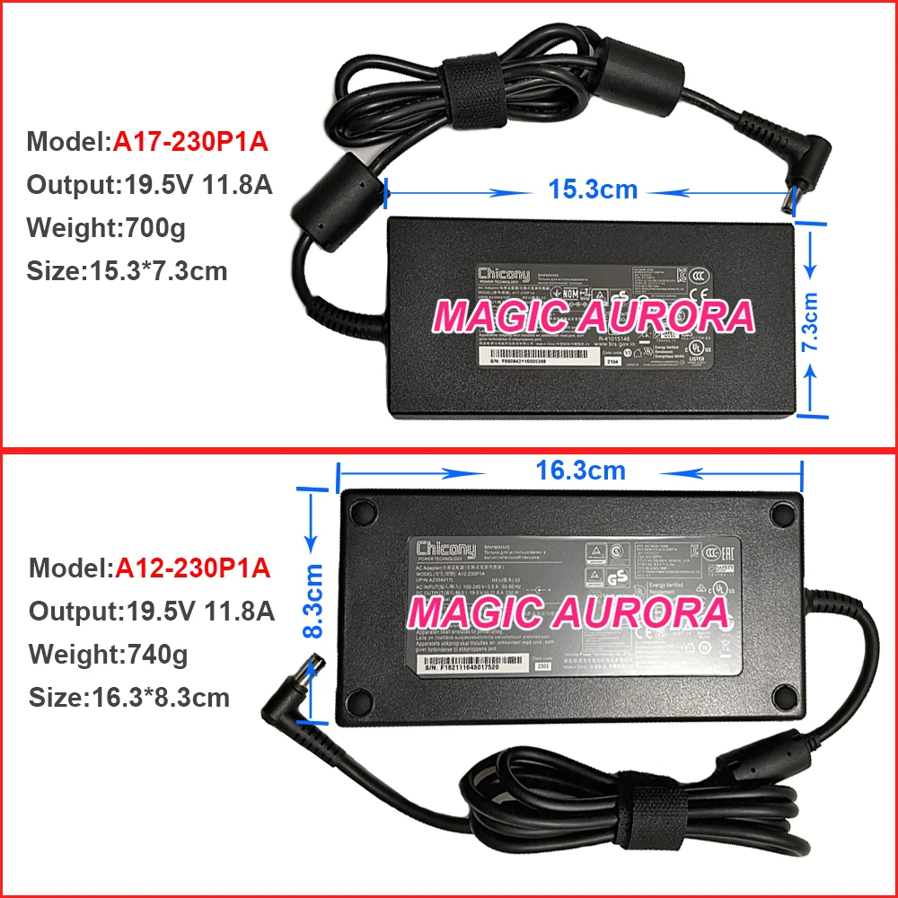 Carregador Original para Chicony Adaptador ac 19.5v 11.8a A12230p1a A17-230p1a A230a012l 230w Apto para Msi P65 Creme Gs75 Laptop Stealth - Imagem 5