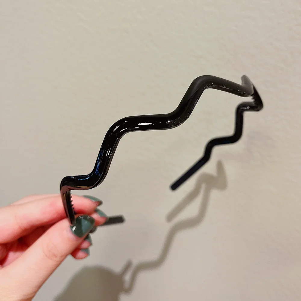 Korean Resin Head Hoop Girls Summer Simple Wash Face Headwear Headbands Wave Shaped Solid Color Hair Band Bezel Hair Accessories