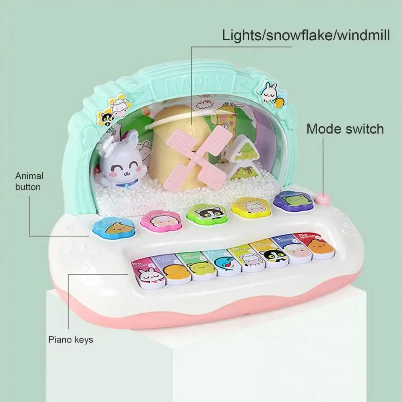 Baby Piano Toys Kids Music Piano Keyboard with Light Sound Cartoon Animal Musical Toys for Toddlers Early Educational Toy Gifts 2