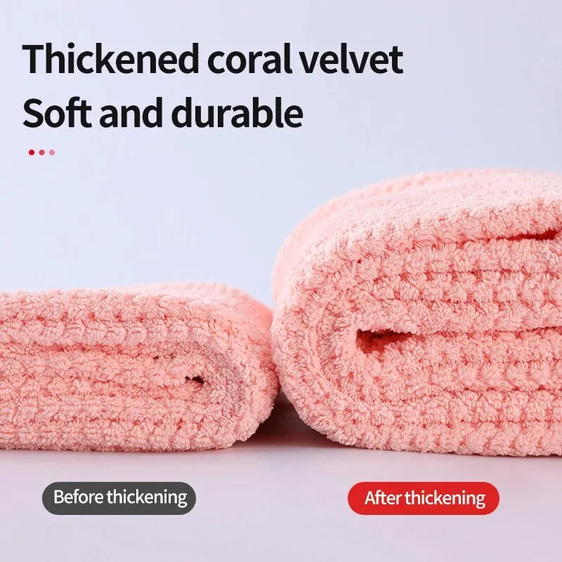 Dry Hair Cap Pineapple Grid Double Layer Thickened Head Wiping Quick Drying Female Absorbent Coral Towel Microfiber