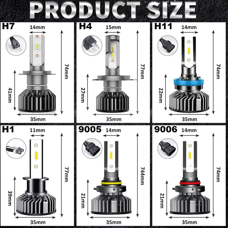 HLXG H7 H4 LED 헤드라이트 5570 CSP 캔버스 K5C H1 H11 H8 HB3 HB4 9005 9006 플러그 6000K 12V 자동차 LED 라이트 안개등 구리 튜브 2개