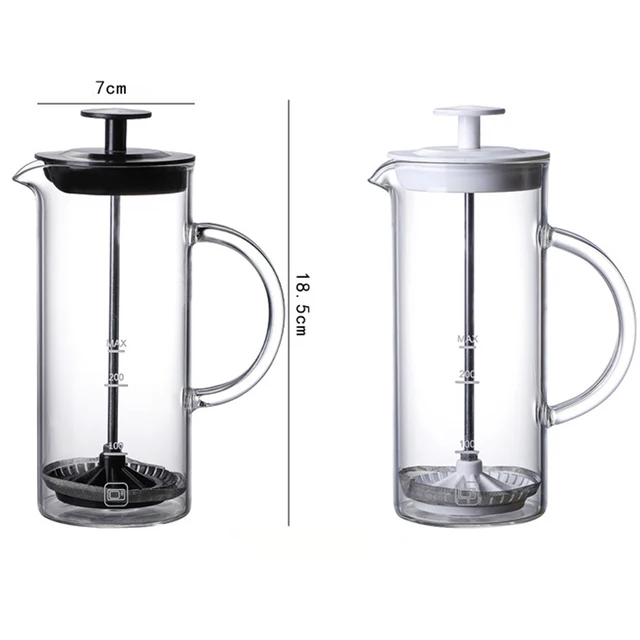 Acheter Mousseur à lait manuel en verre, mousseur à lait, cafetière en  maille de verre, presse française, pichet mélangeur, crémier, outils de  cuisine