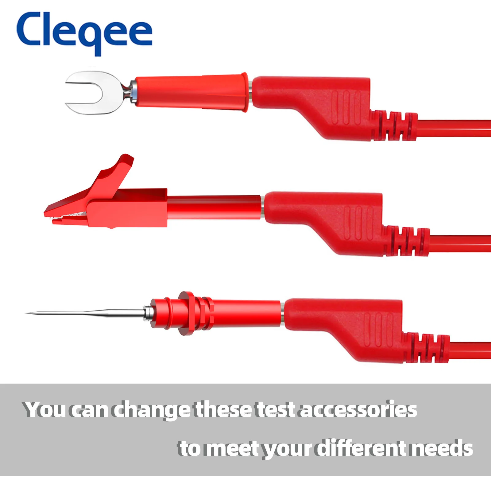 Cleqee P1036B Series Dual 4mm Banana Plug Multimeter Test Leads Kit with Alligator Clip Spade Plug Puncture Test Probe Kit