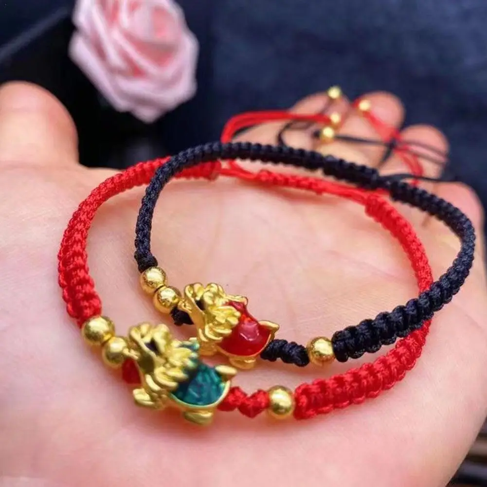 

2024 Dragon Adjustable Handmade Woven Red String Rope Bracel Lucky Bracelet Spring Festival Birthday Gift Jewelry Accessories