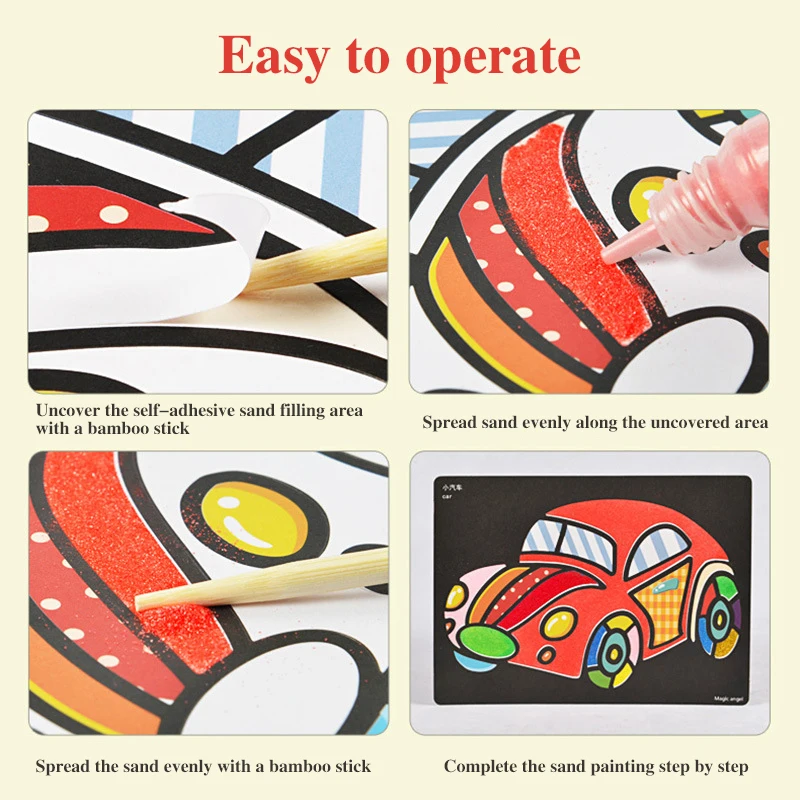 Creative DIY Sand Painting Kids Montessori Toys Children Crafts Doodle Colour Sand Art Pictures Drawing Paper Educational Toys