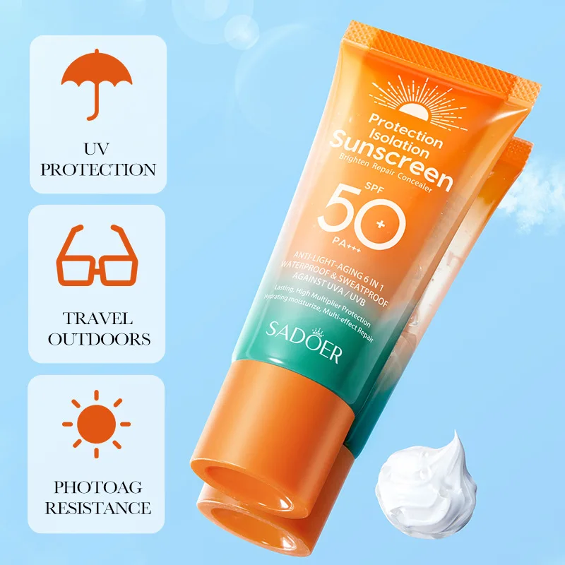 Dual tube multi effect repair and isolation sunscreen UV resistant waterproof sweat resistant long-lasting sun protection 50g