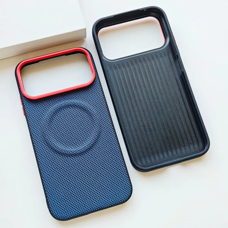 Luxury Nylon Textured Leather Shockproof Case with MagSafe Wireless Charging Compatibility