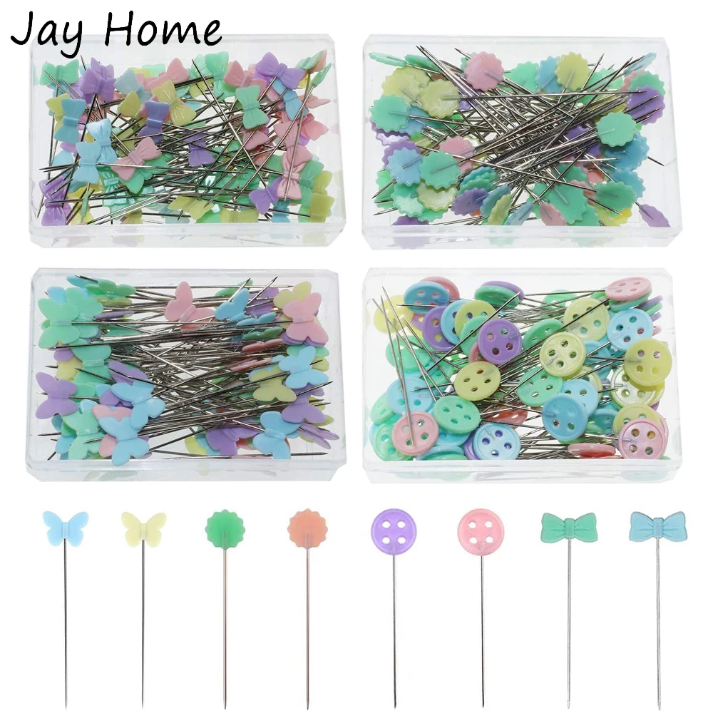 

100 Pieces Flat Head Straight Pins Flower Button Head Sewing Pins Quilting Pins Decorative Pins for DIY Craft Dressmaker Sewing
