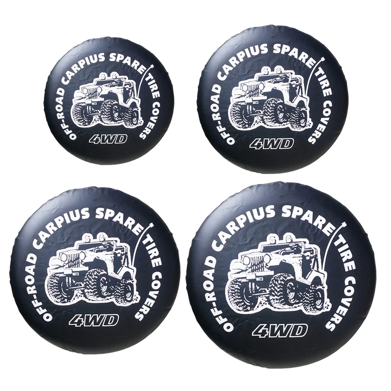 Spare Tire Cover Waterproof Sun Dust-Proof Wheel Covers with Handle Elastic Rope Fit for Trailer 4WD SUV Vehicle