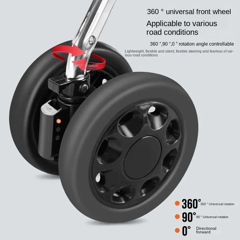 Large Capacity Aluminum Folding Mobility Scooter, Elderly Grocery Cart, Hands-Free Push, Sit and Push Shopping Trolley 5