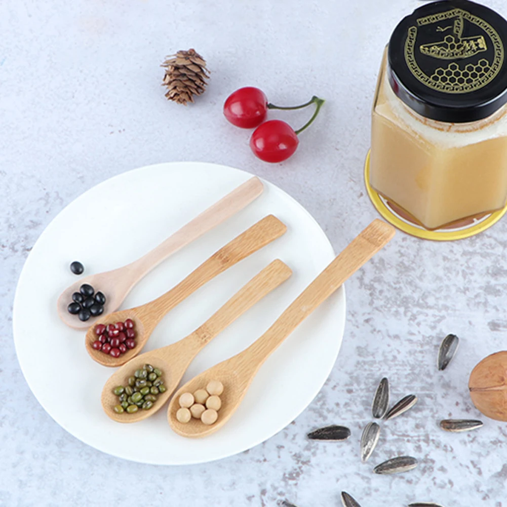 3pcs Small Mini Wooden Spoons For Kids Honey Kitchen Using Condiment