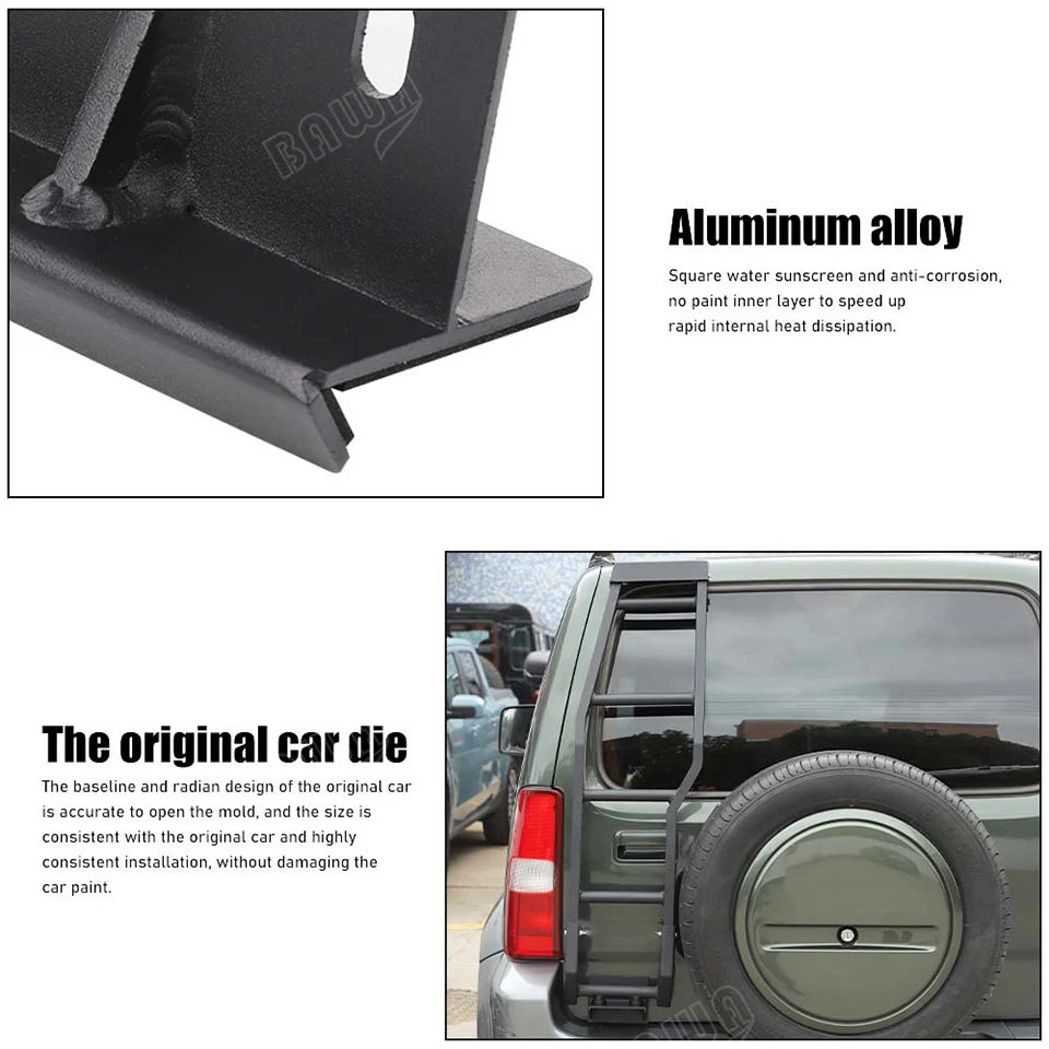 باوا سبائك الألومنيوم الباب الخلفي تسلق سلم الباب الخلفي رف الجذع الرف لسوزوكي جيمي 2007-2017 الملحقات الخارجية