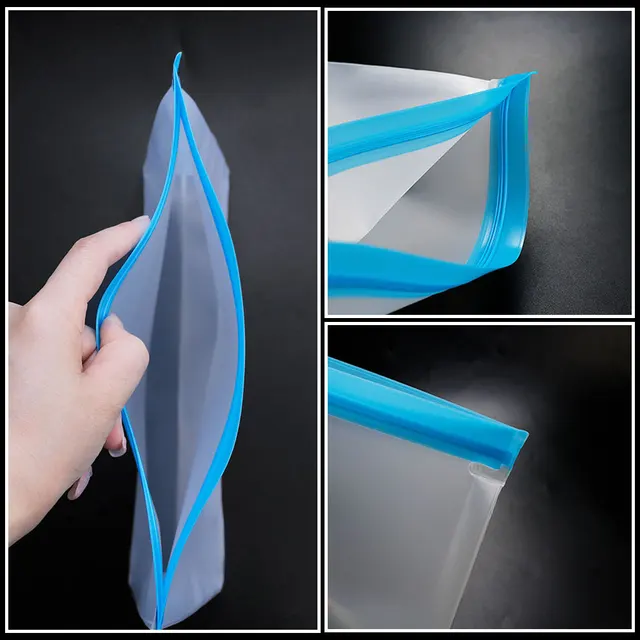 Sac alimentaire réutilisable en silicone PEVA, conservation des aliments, pour congélateur, étanche, pour cuisine 3