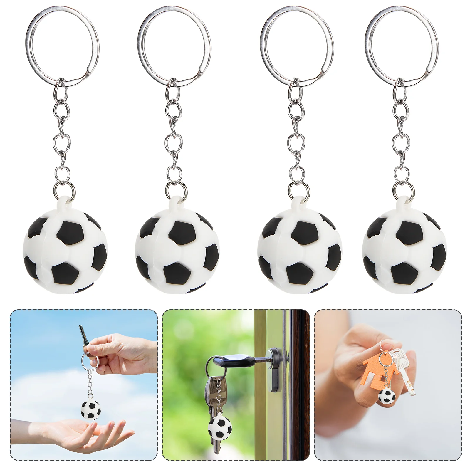12 Pcs Football Keychain Soft Rubber Zinc Alloy Keyring Bag Pendant Charm Keychain Decor Team Sports Souvenirs Birthday Gift