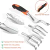 8 Piece Garden Tools Set with Non Slip Ergonomic Handle, Heavy Duty Gardening Kit with Storage Bag for Women and Men, Orange