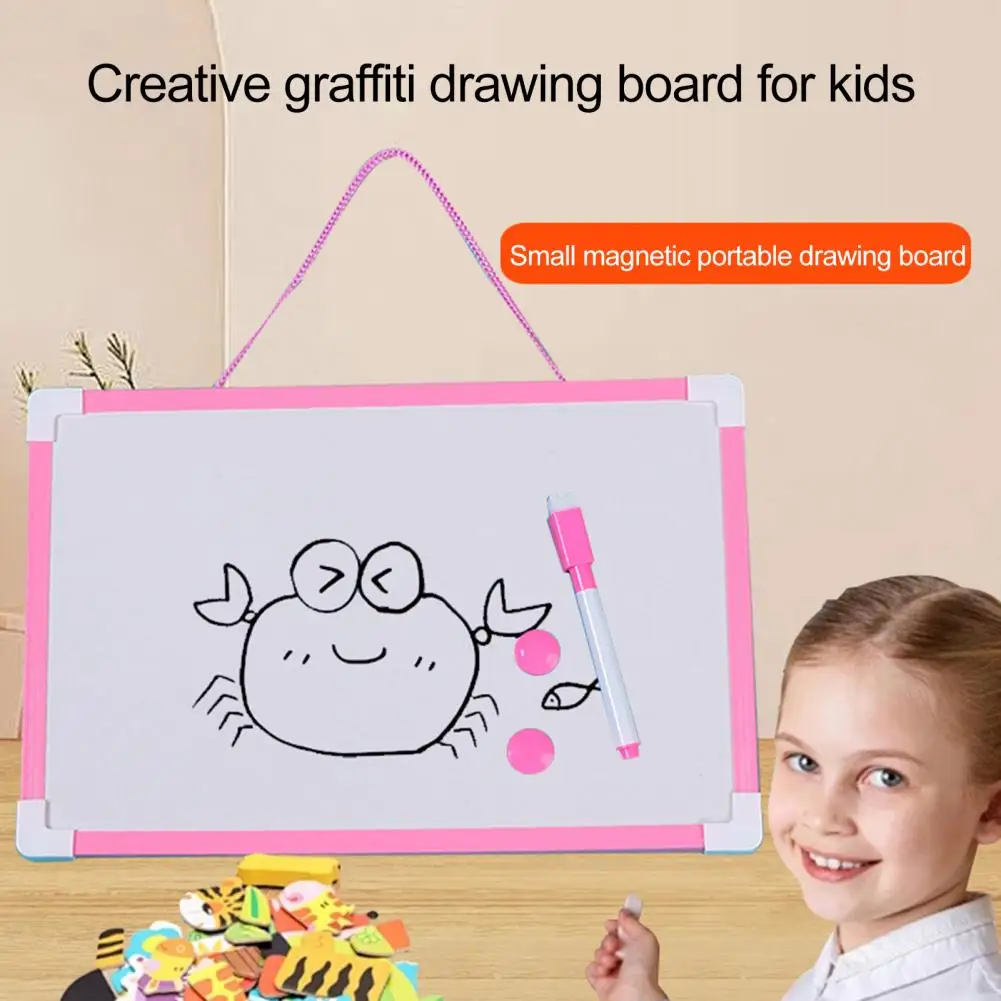 Magnetic Whiteboard Set with PVC Frame Wall-mounted Whiteboard Kids Room Magnetic Dry Erase Board with Pen 2 Buckles