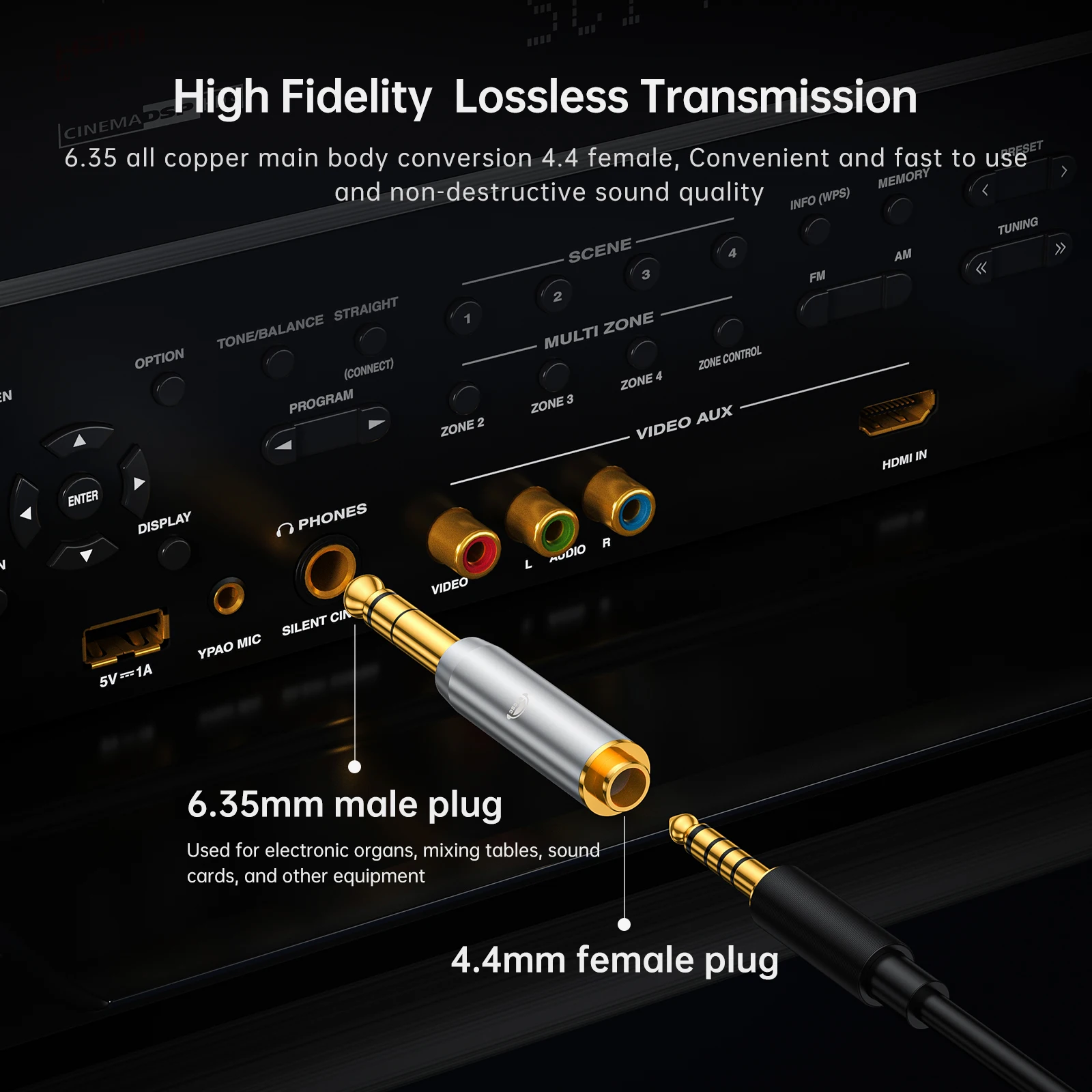 OKCSC HiFi Audio Adapter DJ64 - Premium 6.35mm Male to Female Conversion for Enhanced Sound Quality