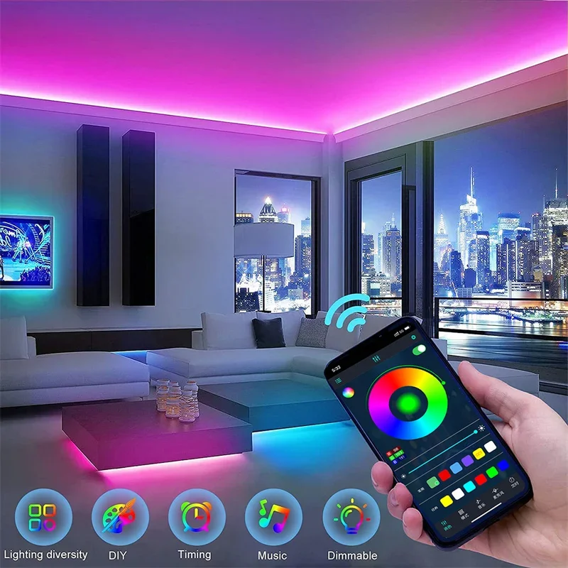 Description Picture 2 of item30M/98.4ft Led Lights for Bedroom, Music Sync Color Changing LED Strip APP Control ,Bluetooth RGB 5050 Led Strip Lights