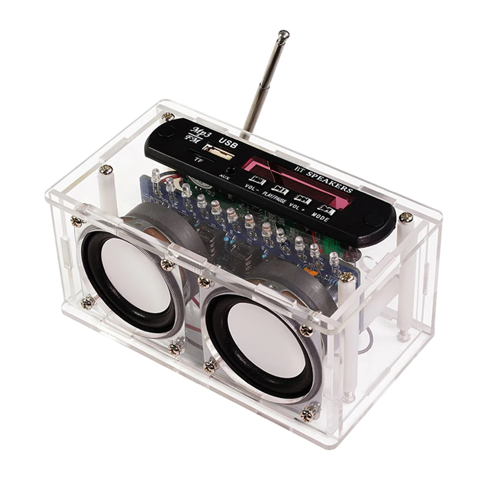 DIY FM Radio Kit 87.5-108MHz 2x3W Amplifier Bluetooth Speaker with Spectrum Display DIY Electronic Soldering Practice Kit