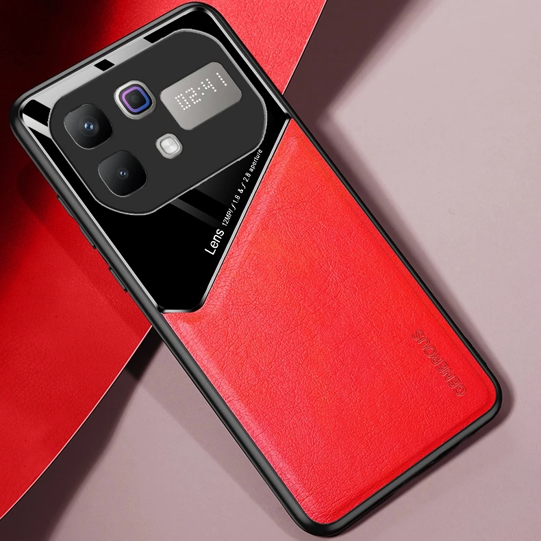 Leather Texture Phone Case with Magnetic Suction Holder