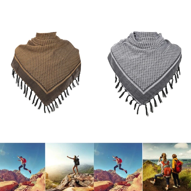 

Shemagh Desert Scarf Geometric Pattern Thicken Arab Keffiyeh Shawl Wrap with Tassels Scarves Bandana Head Wraps for Men