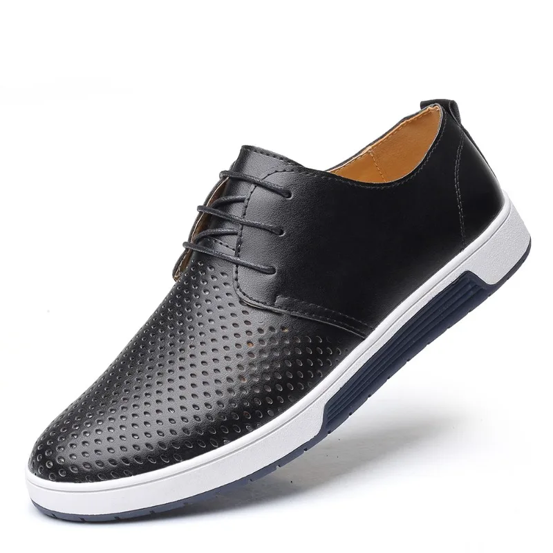 

Leisure Men's Large Size Loafers Spring Autumn Hollow Out Designer New Male Outdoor Walking Shoes Man Leather Casual Shoes