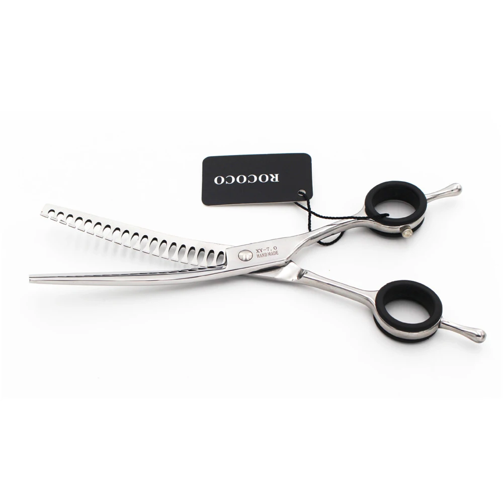 7 inch Pet Downward Curved Thinning Scissors Professional Dog Chunker Thinning Shears Cat Grooming Clipper Hair Cut Tools Silver dog grooming scissors
