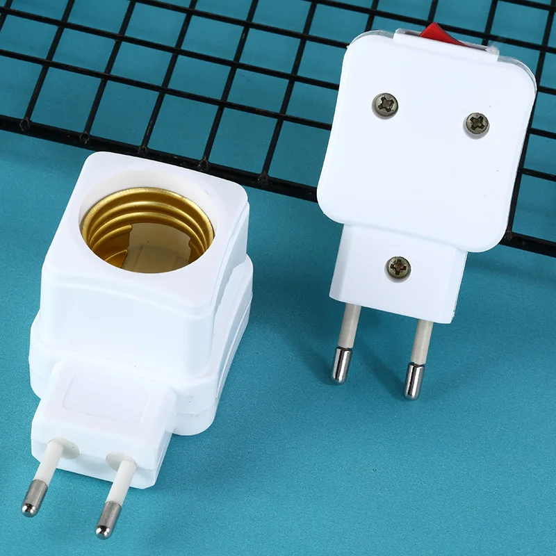 1 Pcs E27 LED Light Lamp Bulbs Socket Base Holder EU Plug Adapter ON/OFF Switch White