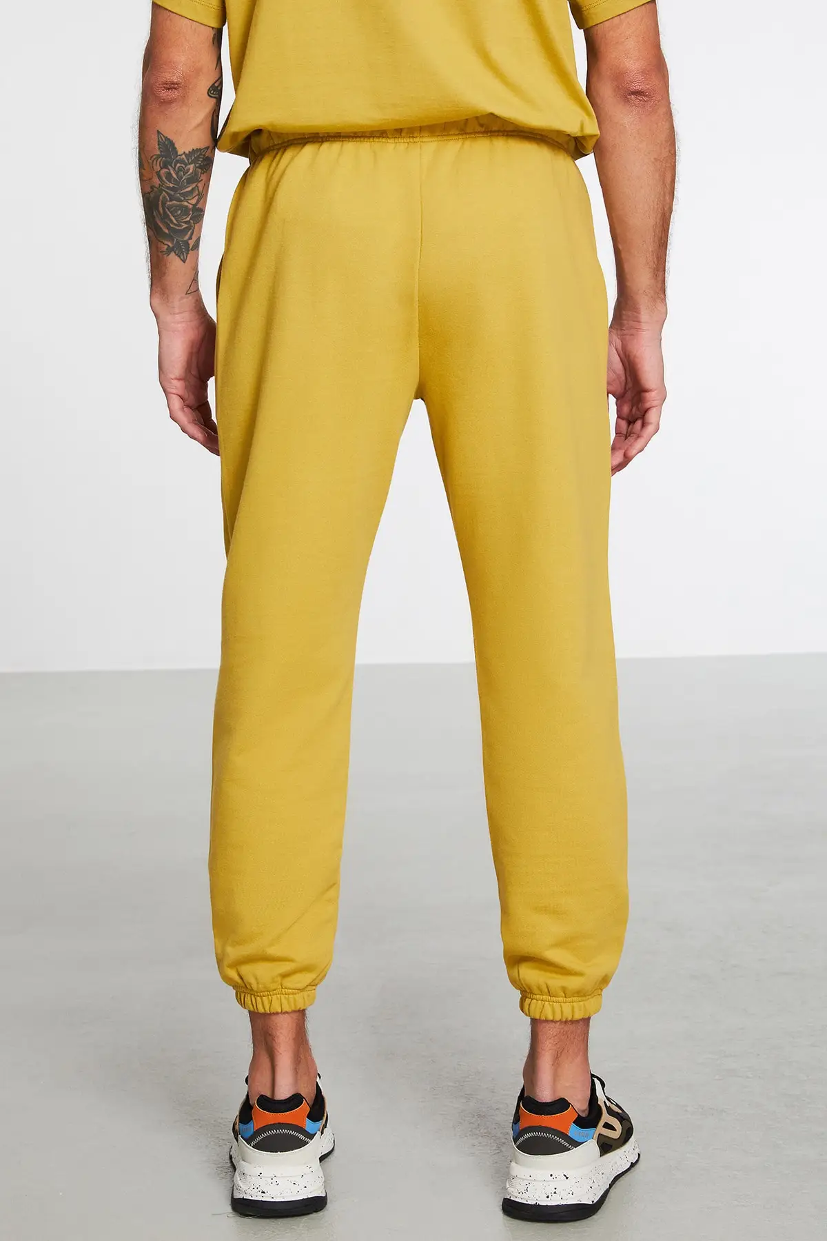 Men's Saffron Yellow Comfort Elastic Waist And Legs OFFSIDE Printed Sweatpants Cotton Stylish Quality