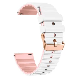 Elegant 20mm Silicone Bracelet Strap for Women - Stylish Smartwatch Wristband Accessories (White Pink)