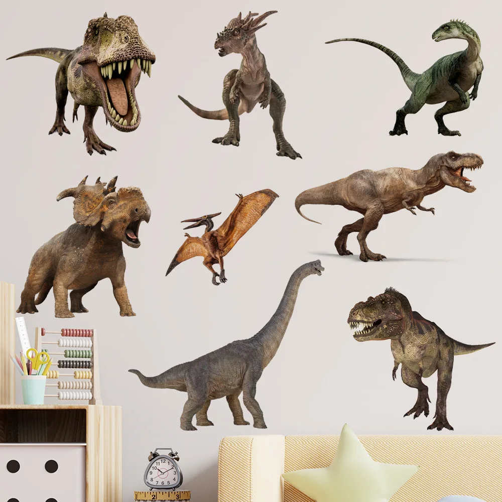 

New Cartoon Dinosaur Wall Stickers Children's Room Kindergarten Amusement Park Decorative Self-adhesive Stickers Home Decoration
