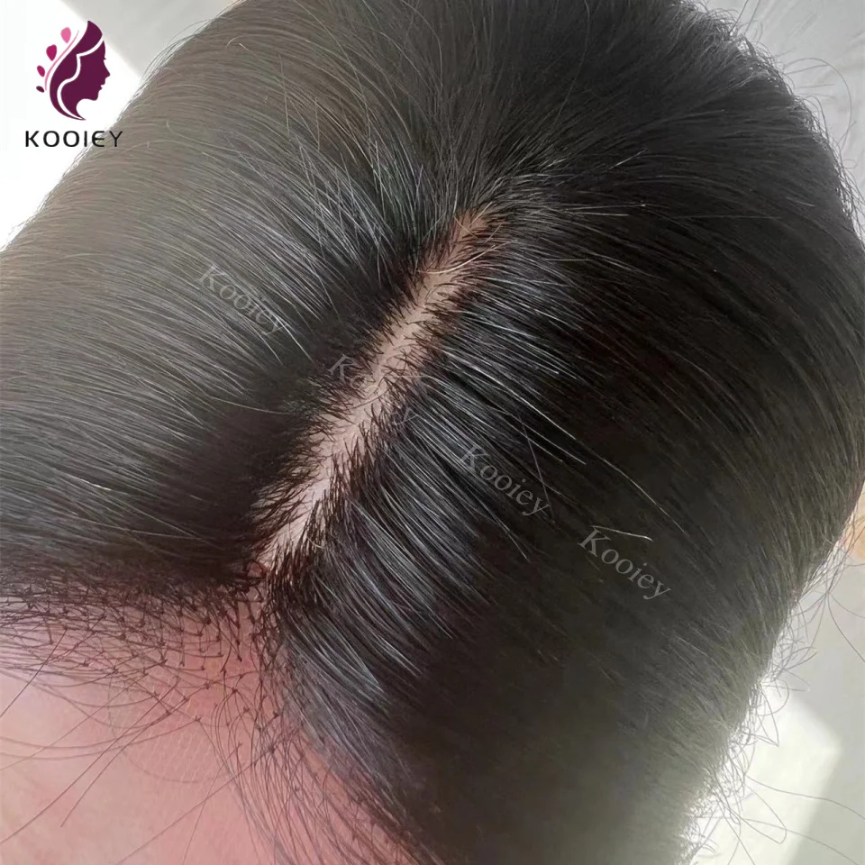 Straight Silk Base Closure Remy Brazilian Hair Natural Color 5x5 Silk Base Closure with Bleached Knots Middle Part