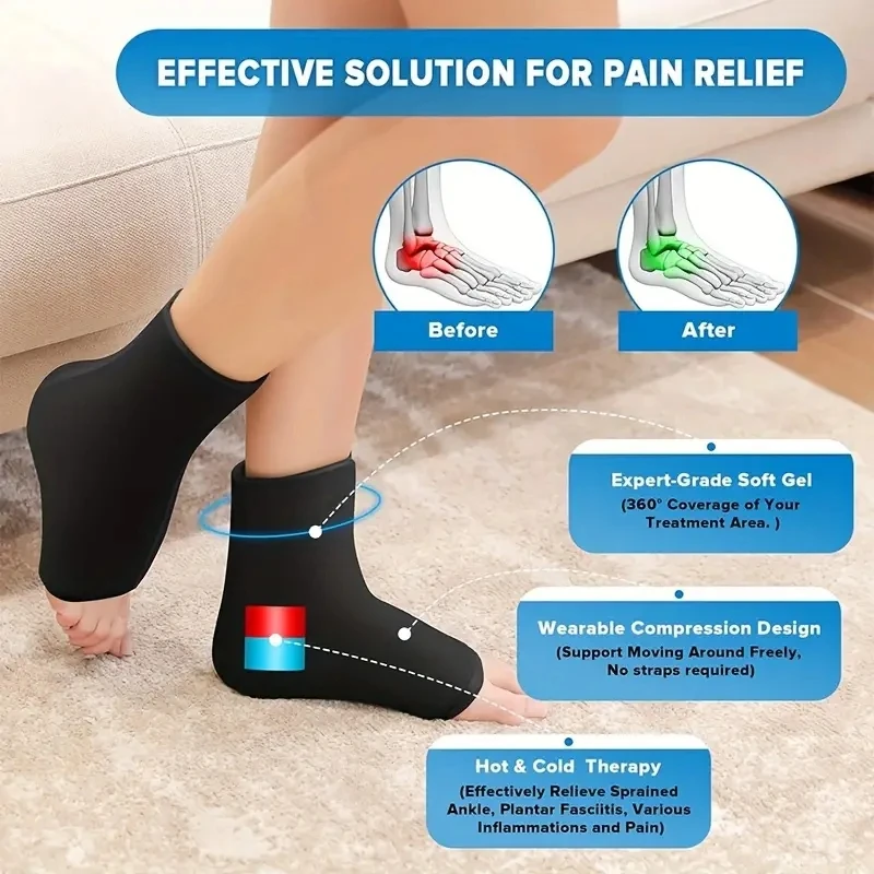 Reusable Gel Ice Pack For Feet Hot & Cold Therapy Ideal For Achilles Tendonitis Plantar Fasciitis And Swelling Relief gel ice pack