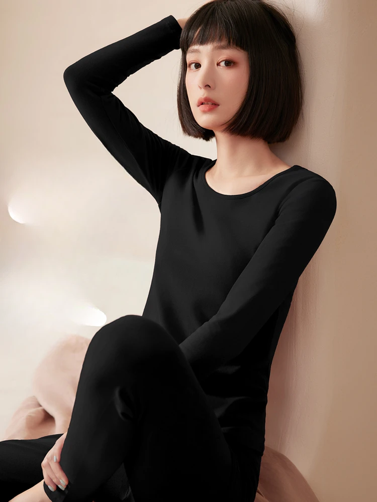 Autumn Winter Women Clothes 2 Piece Sets Female O-neck Slim Tops and Long Trousers Ladies Thermal Underwear Suits H695