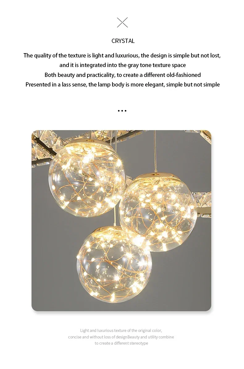 Description Picture 3 of itemLiving Room Chandelier Starry Crystal Light Luxury Restaurant Chandelier Modern Room Decor Creative Master Bedroom Lamp