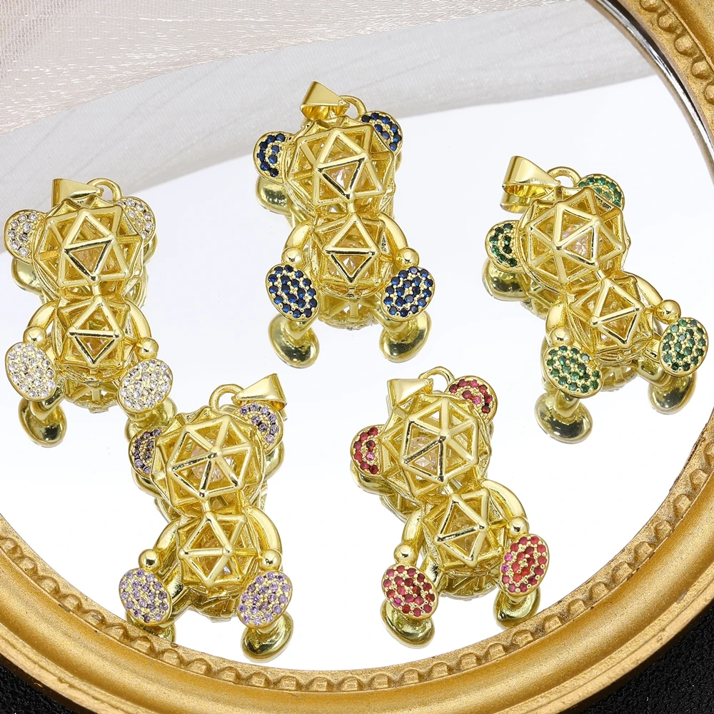 Juya handgemachte Cz Dekoration 18K echt vergoldet Elefant Papagei Panda Bär Charms für DIY Damen Luxus Anhänger Schmuckherstellung – Detail 13
