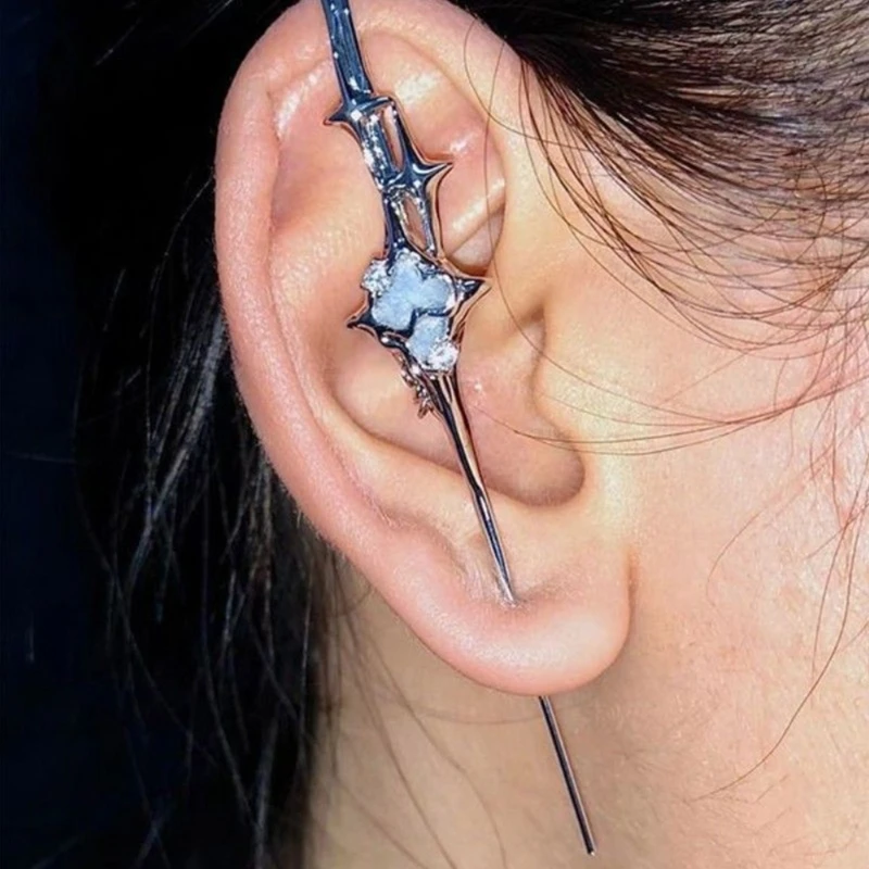 Four-Pointed Star Puncture Ear Needle Earrings Niche Advanced Anti-sensitive Front and Back Smooth Fashion Ear Bridge