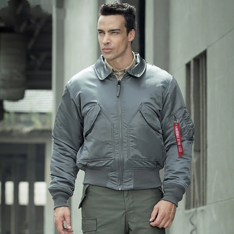 DAFEILI Classic Winter Nylon Quilted CWU 45P Bomber Flight Jacket