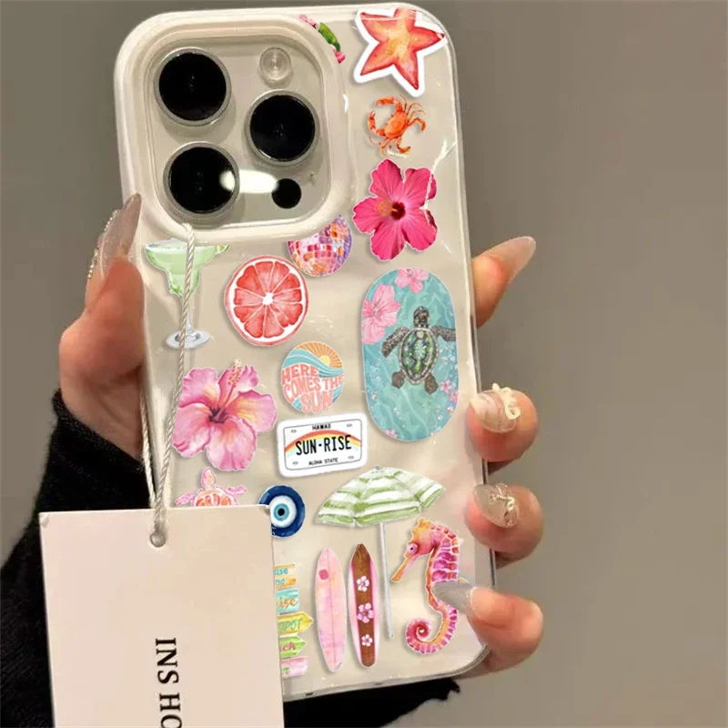 Ocean Serenity Soft Phone Case with Summer Flower & Seahorse Design