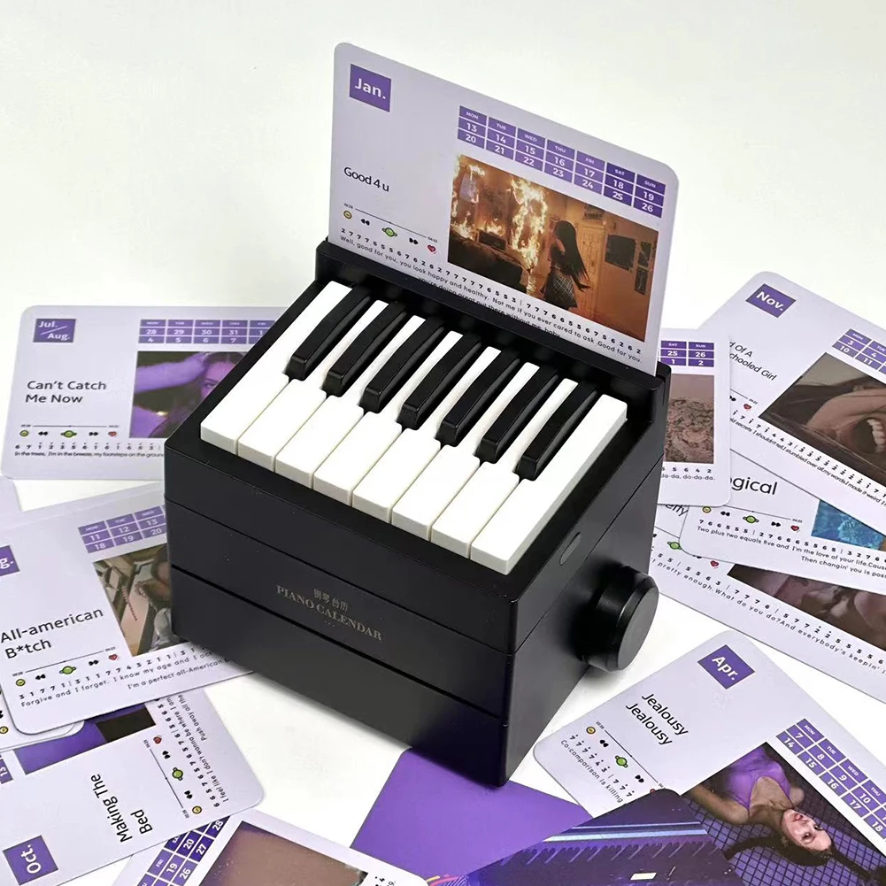 Singer Piano Calendar Music Sheets Toy Desktop Peripheral Ornaments with 27 Music Calendar Cards 26 Songs Gift for Fans