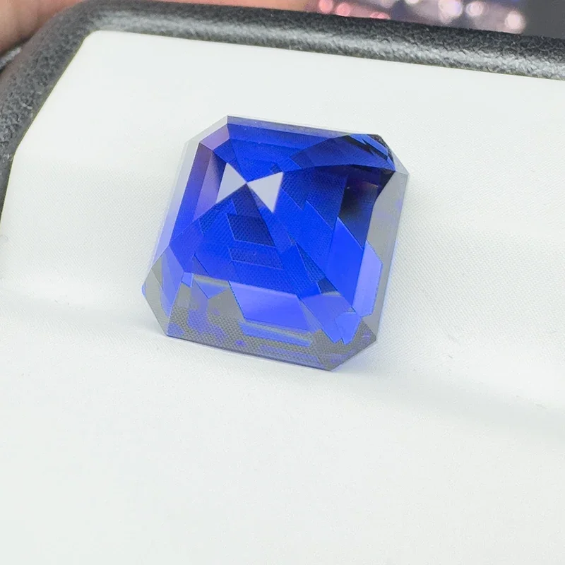 Lab Grown Sapphire Royal Blue Asscher Cut 12x12mm 12.7ct VVS1 Gemstone for Diy Jewelry Making with AGL Certificate